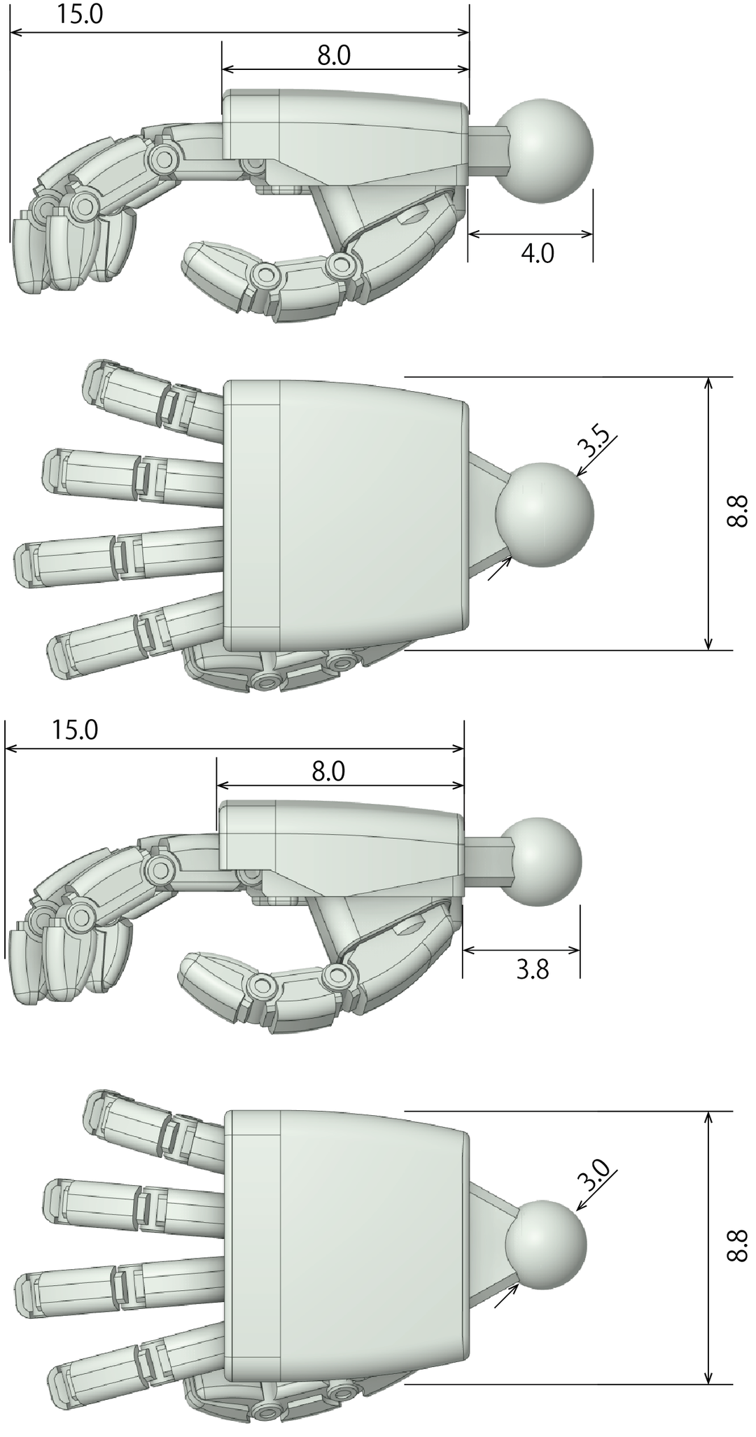 メカ用汎用ハンドパーツ 1/144スケール