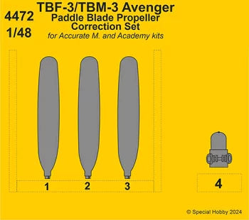 1/48 TBF-3/TBM-3 アベンジャー・プロペラセット・アキュレイト/アカデミー