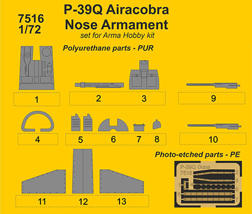 1/72 P-39エアラコブラ用機首武装・アロマ