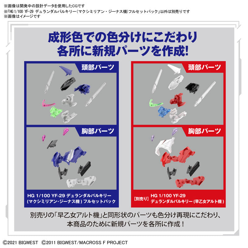 HG YF-29 デュランダルバルキリー(マクシミリアン・ジーナス機)フルセットパック 1/100スケール