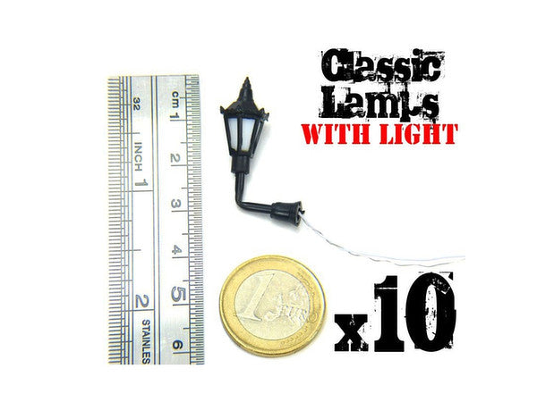 1/72(28mm)-1/32(54mm) クラシックなウォールランプ LEDライト(10個入)