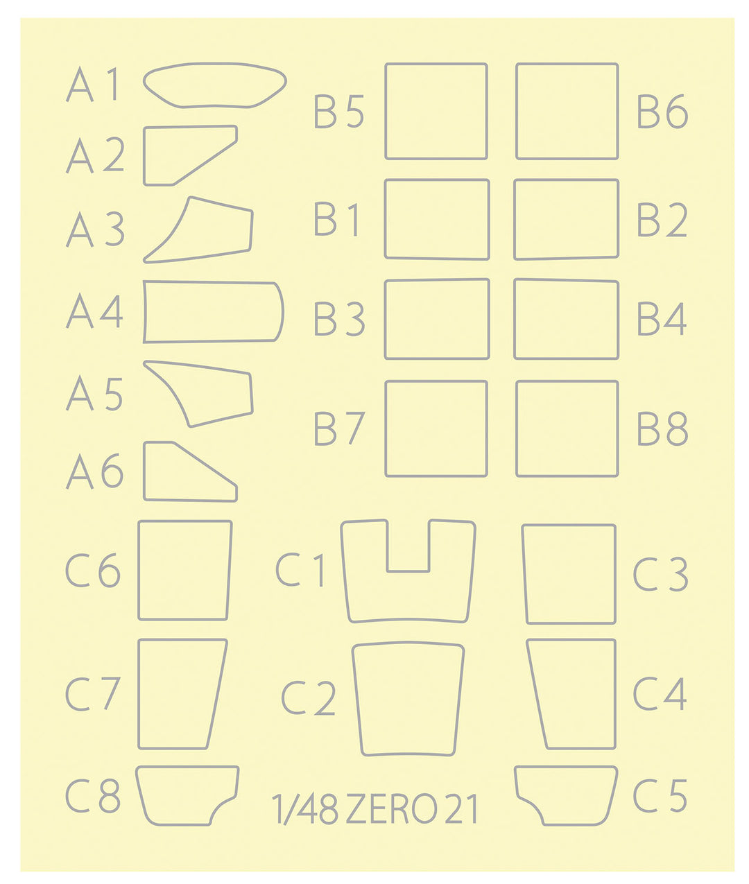 1/48 WW.II 日本海軍 零式艦上戦闘機 二一型用 風防フレームマスキングシール