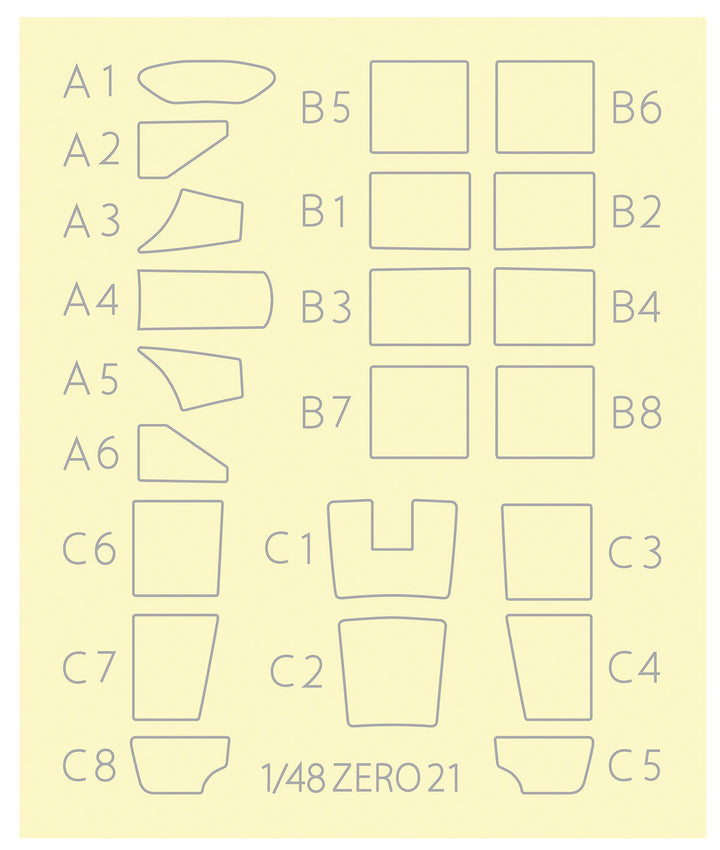 1/48 WW.II 日本海軍 零式艦上戦闘機 二一型用 風防フレームマスキングシール