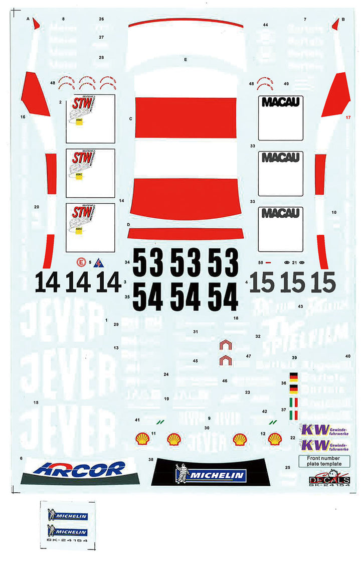 1/24 アウディ A4 クワトロ 1996 BTCCチャンピオン 1999 ドイツ スーパーツーリング選手権 イェーヴァーアウディ チームAZK フェニックス デカール付属