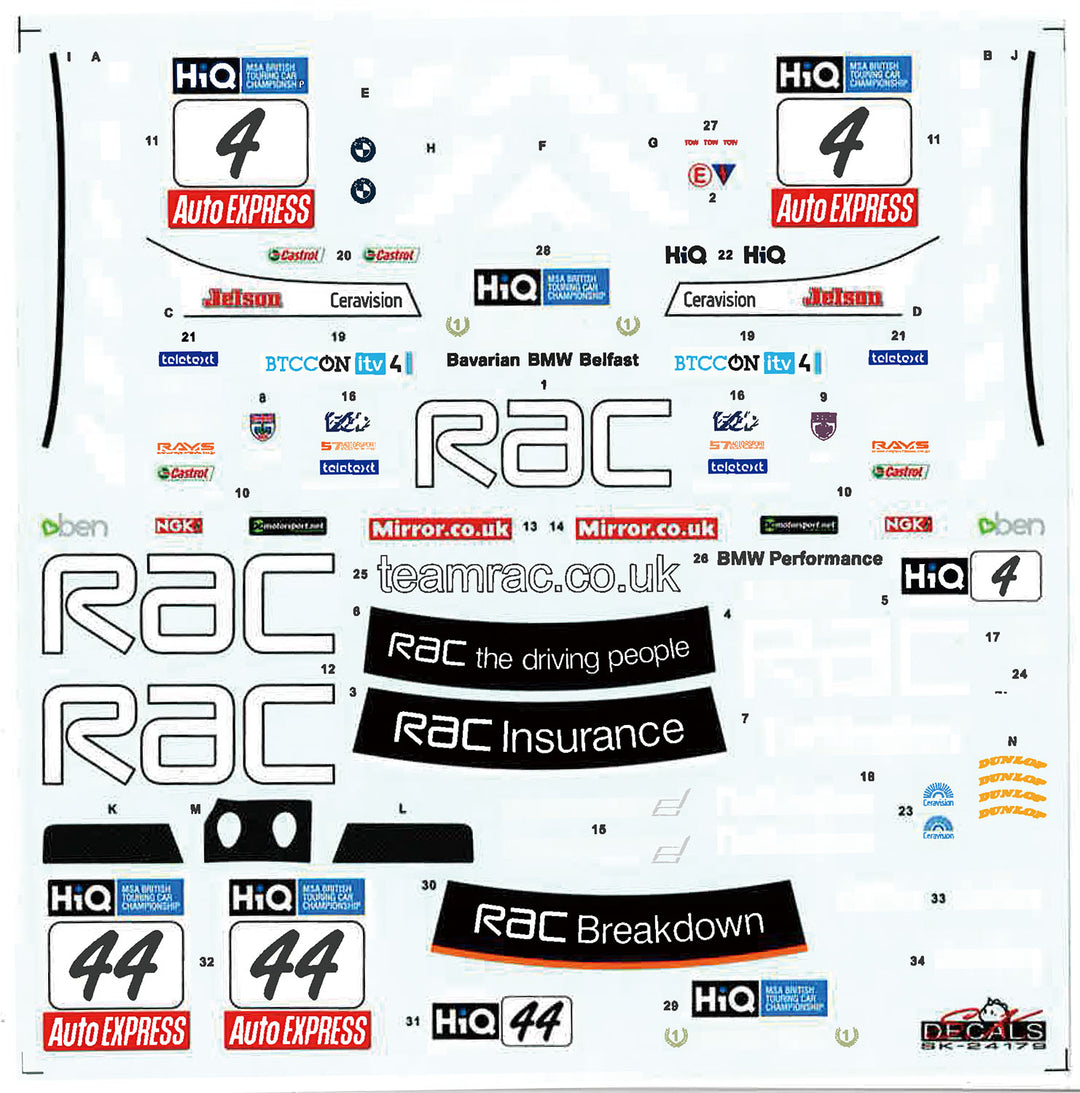 1/24 BMW 320si E90 2008 WTCC ブランズハッチ ウィナー 2009 BTCC ブランズハッチGP チーム RAC #4/#44 デカール付属