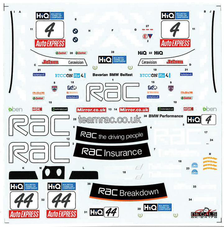 1/24 BMW 320si E90 2008 WTCC ブランズハッチ ウィナー 2009 BTCC ブランズハッチGP チーム RAC #4/#44 デカール付属