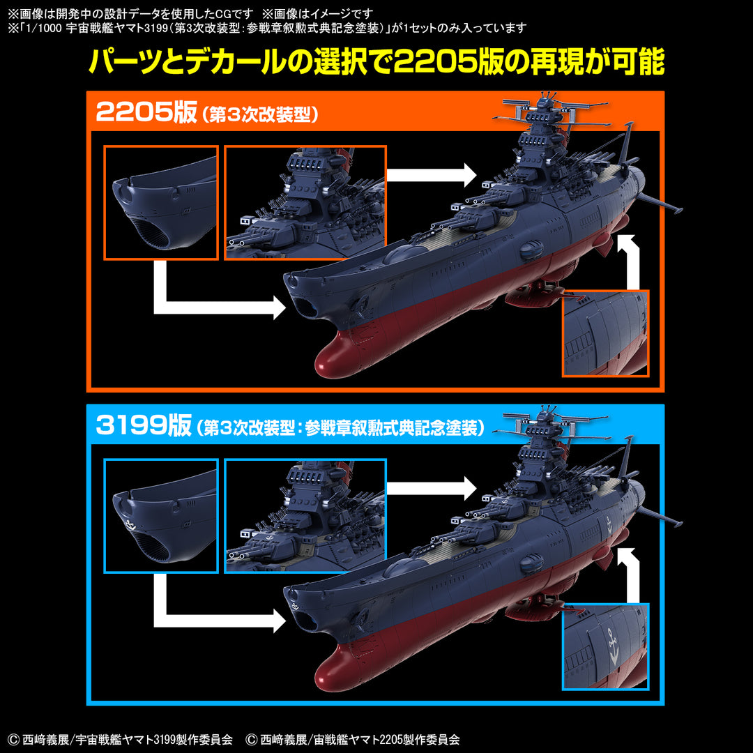 宇宙戦艦ヤマト3199(第3次改装型:参戦章叙勲式典記念塗装) 1/1000スケール