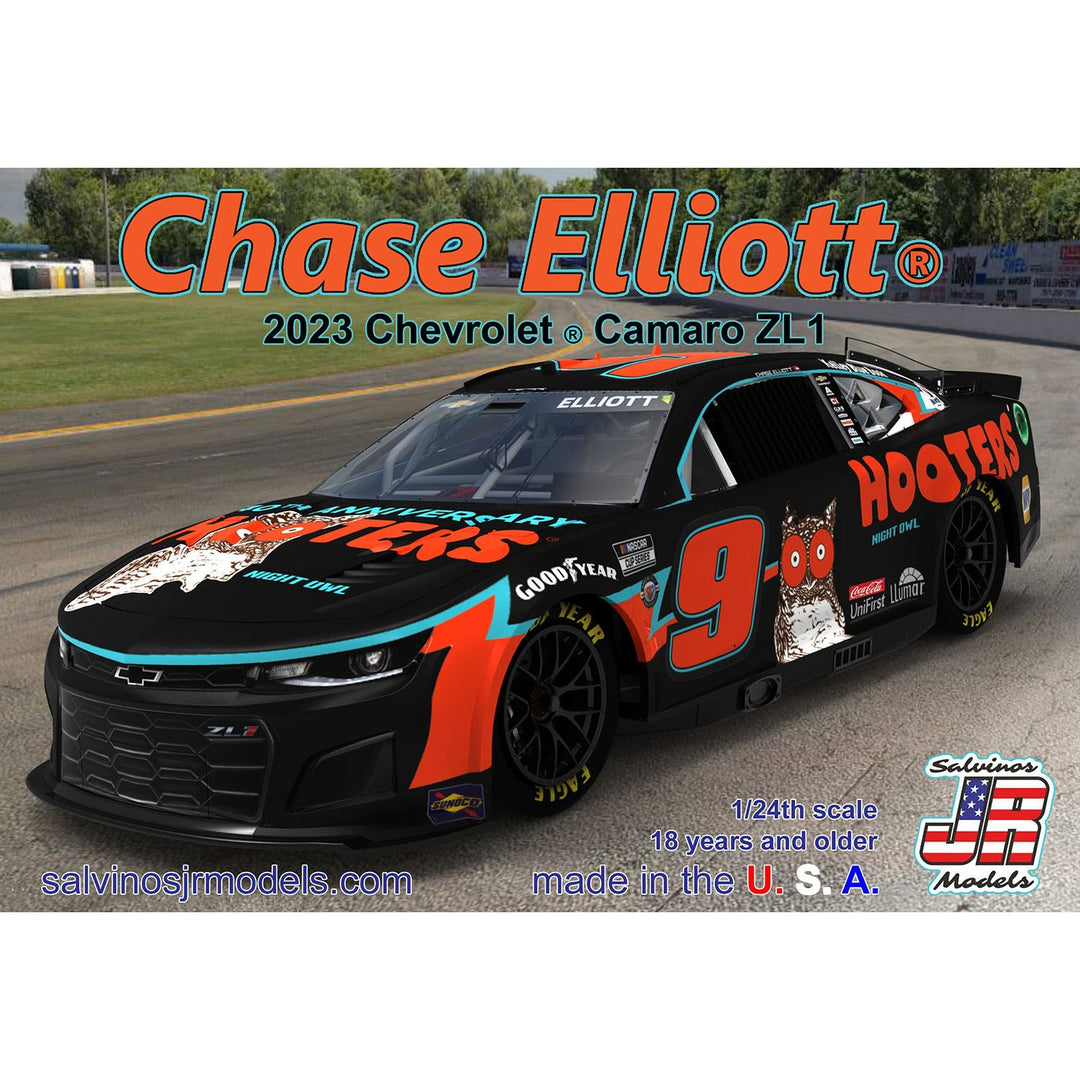Salvinos JR Models(サルビノス J・R モデル) "チェイス・エリオット" #9 HOOTERS シボレー カマロ NASCAR 2023 1/24スケール 未塗装組立キット
