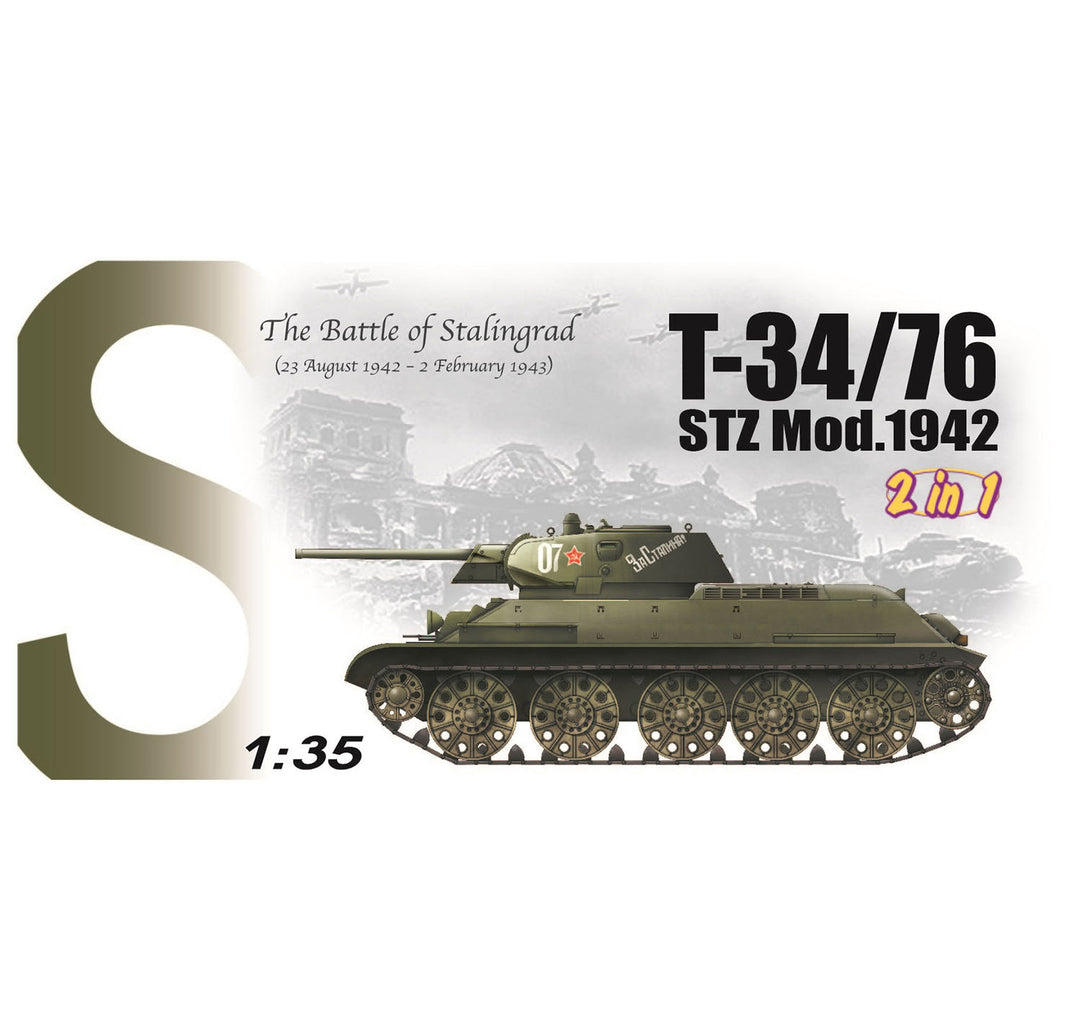 DRAGON(ドラゴン) WW.II ソビエト軍 T-34/76 STZ 1942 2in1 マジックトラック付属 1/35スケール 未塗装組立キット