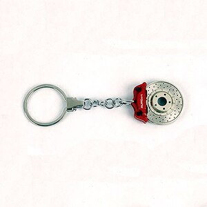 レーシング ブレーキディスク キーチェーン (レッドキャリパー/オメガシェイプ)