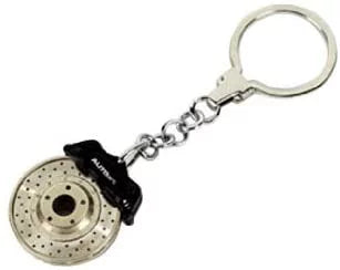 レーシング ブレーキディスク キーチェーン (ブラックキャリパー/オメガシェイプ)