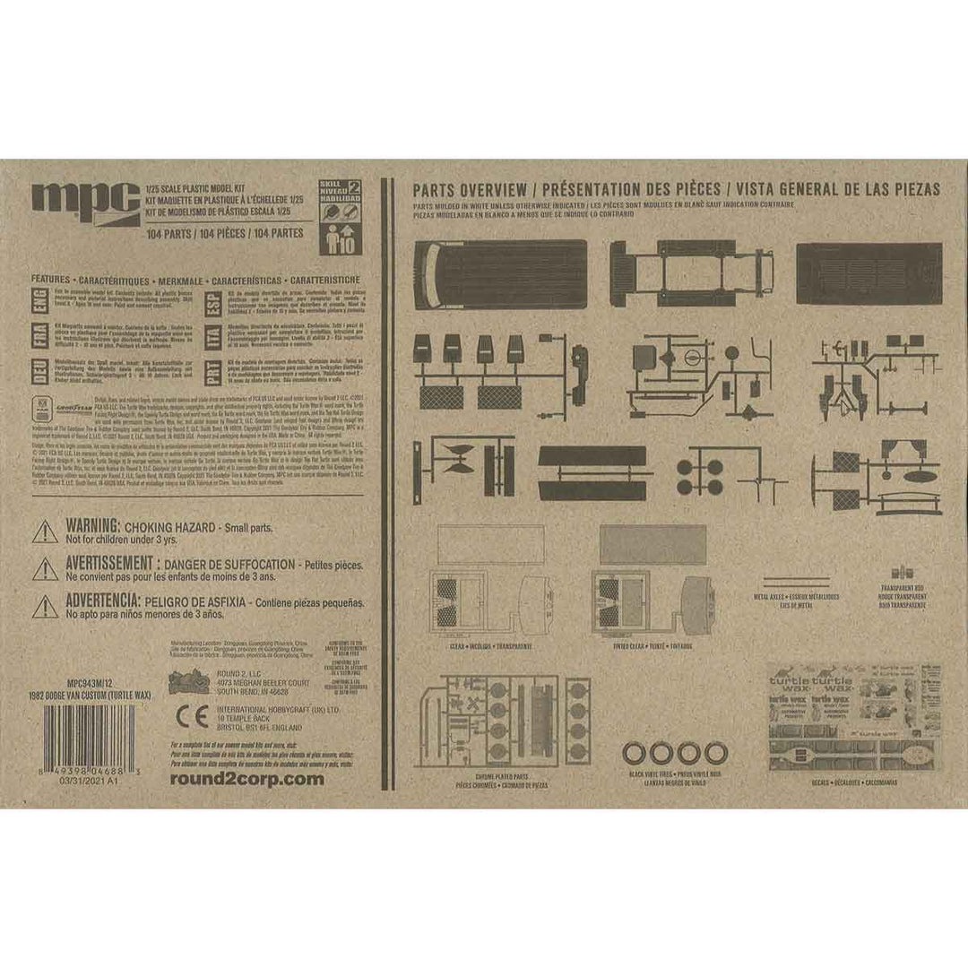 MPC(エムピーシー) 1982 ダッジ バン カスタム "タートルワックス" 1/25スケール 未塗装組立キット