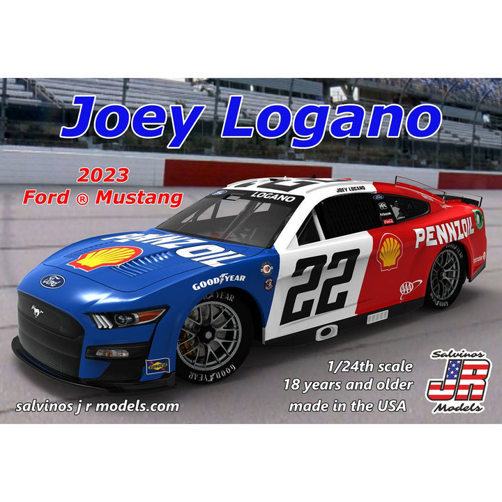Salvinos JR Models(サルビノス J・R モデル) ”ジョーイ・ロガーノ” #22 SHELL-PENNZOIL スローバック フォード マスタング NASCAR 2023 1/24スケール 未塗装組立キット