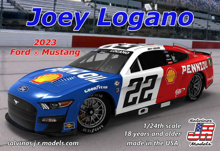 Salvinos JR Models(サルビノス J・R モデル) ”ジョーイ・ロガーノ” #22 SHELL-PENNZOIL スローバック フォード マスタング NASCAR 2023 1/24スケール 未塗装組立キット
