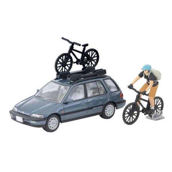 1/64 トミカリミテッドヴィンテージ NEO LV-N297c ホンダ シビックシャトル RT X (青) 90年式 フィギュア､マウンテンバイク付