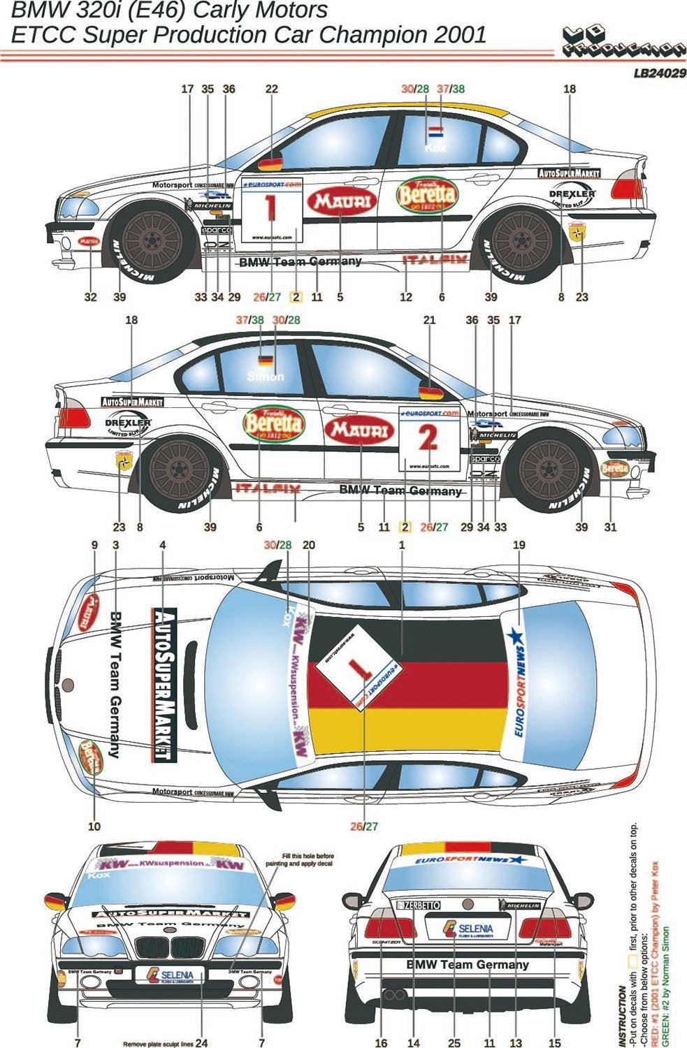 1/24 BMW 320i E46 2001 ETCC スーパープロダクションカーチャンピオン カーリー・モータース デカール付属
