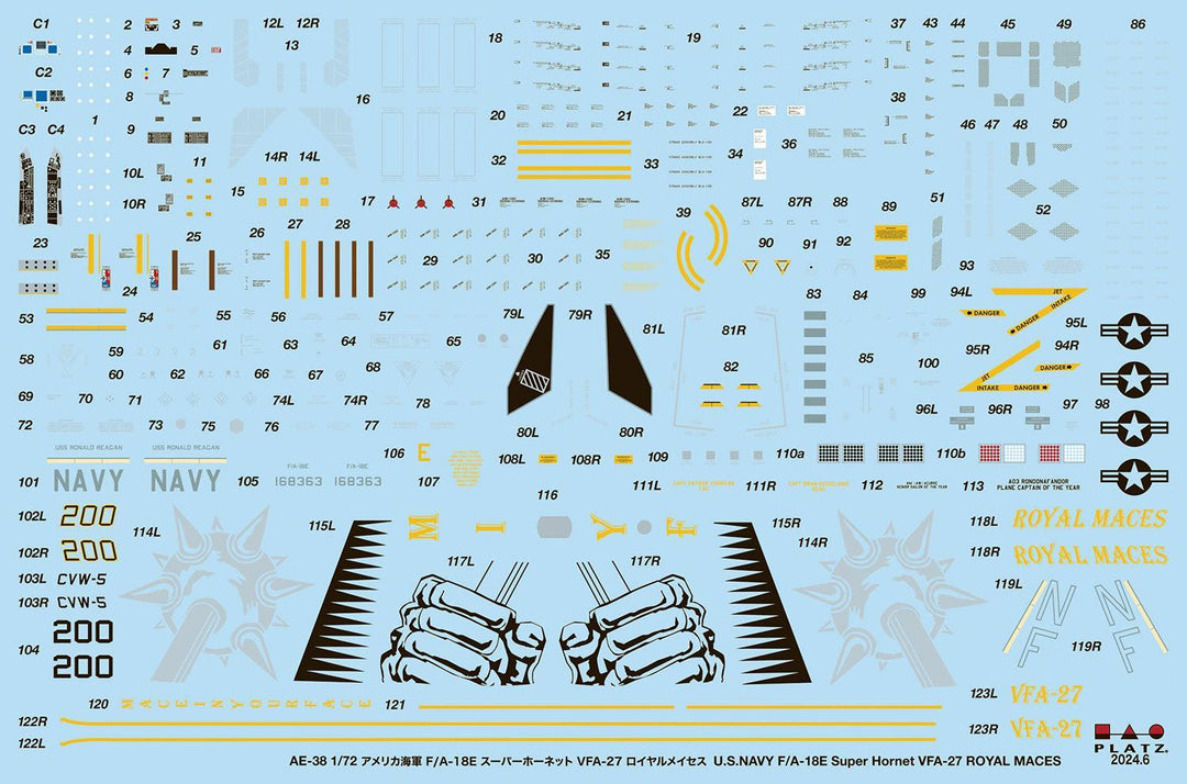 1/72 アメリカ海軍 艦上戦闘機 F/A-18E スーパーホーネット VFA-27 ロイヤルメイセス 2024 ディテールアップ用エッチングパーツ付属
