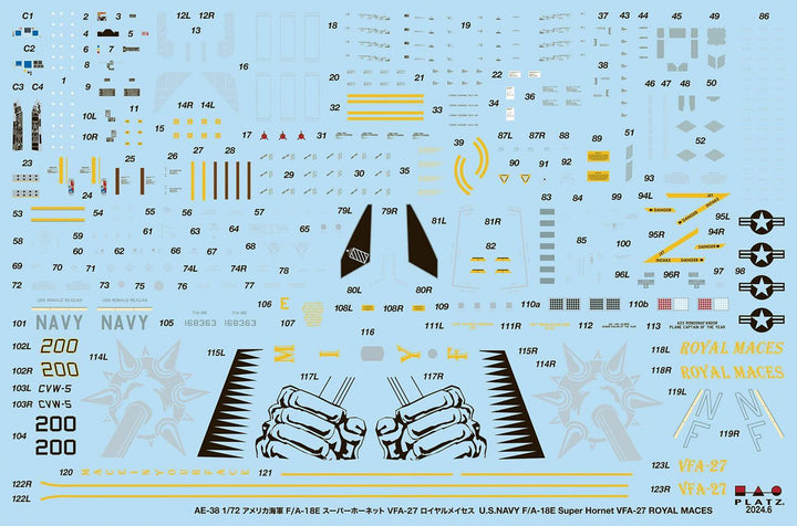 1/72 アメリカ海軍 艦上戦闘機 F/A-18E スーパーホーネット VFA-27 ロイヤルメイセス 2024 ディテールアップ用エッチングパーツ付属