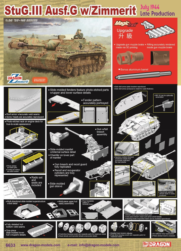 1/35 WW.II ドイツ軍 III号突撃砲G型 後期生産型 ツィンメリットコーティング仕様 マジックトラック/アルミ砲身/3Dプリントマズルブレーキ付属