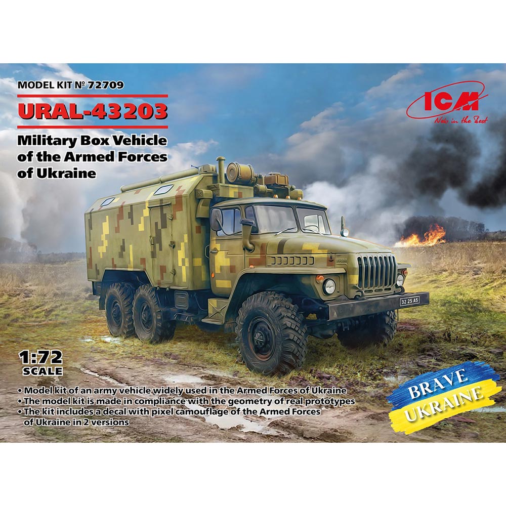 ICM(アイシーエム) ウクライナ軍　URAL-43203　ミリタリーボックストラック 1/72スケール 未塗装組立キット