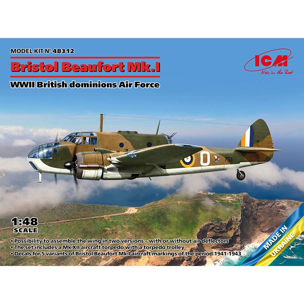 ICM(アイシーエム) イギリス領空軍 ブリストルボーフォート Mk.I  1/48スケール 未塗装組立キット