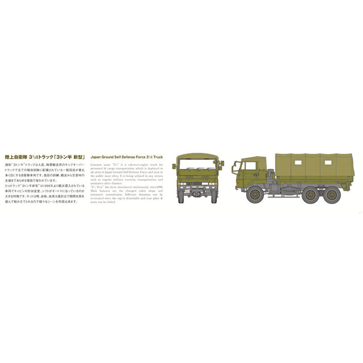 【再販】1/72 ミリタリーモデルキット 陸上自衛隊　3　1/2ｔトラック「3トン半　新型」