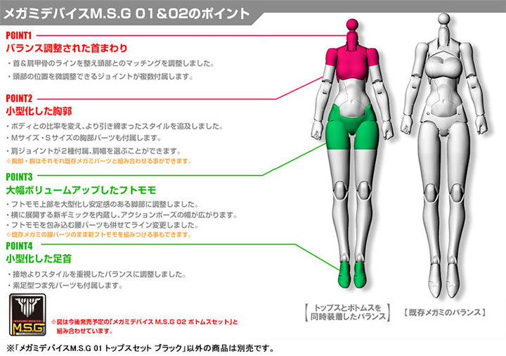 【再販】メガミデバイスM.S.G 01 トップスセット ブラック 1/1スケール