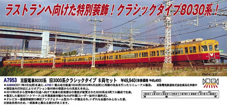 A7953 京阪電車8030系 旧3000系クラシックタイプ 8両セット