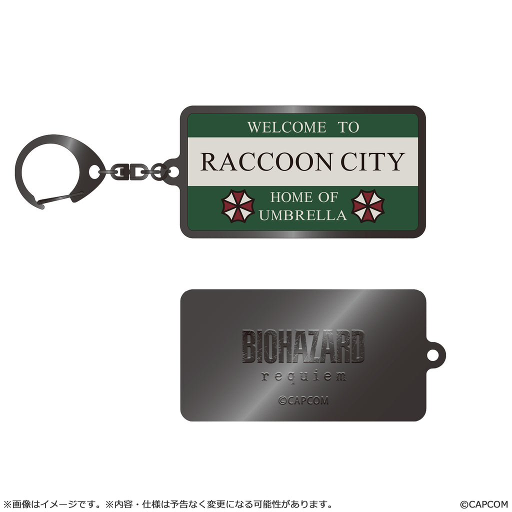 バイオハザード レクイエム メタルキーホルダー ラクーンシティ看板