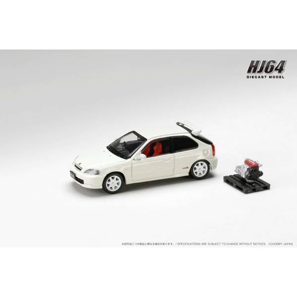 ホビージャパン(HOBBY JAPAN) ホンダ シビック タイプ R EK9 1997 エンジンディスプレイモデル付 チャンピオンシップホワイト 1/64スケール 塗装済みミニカー