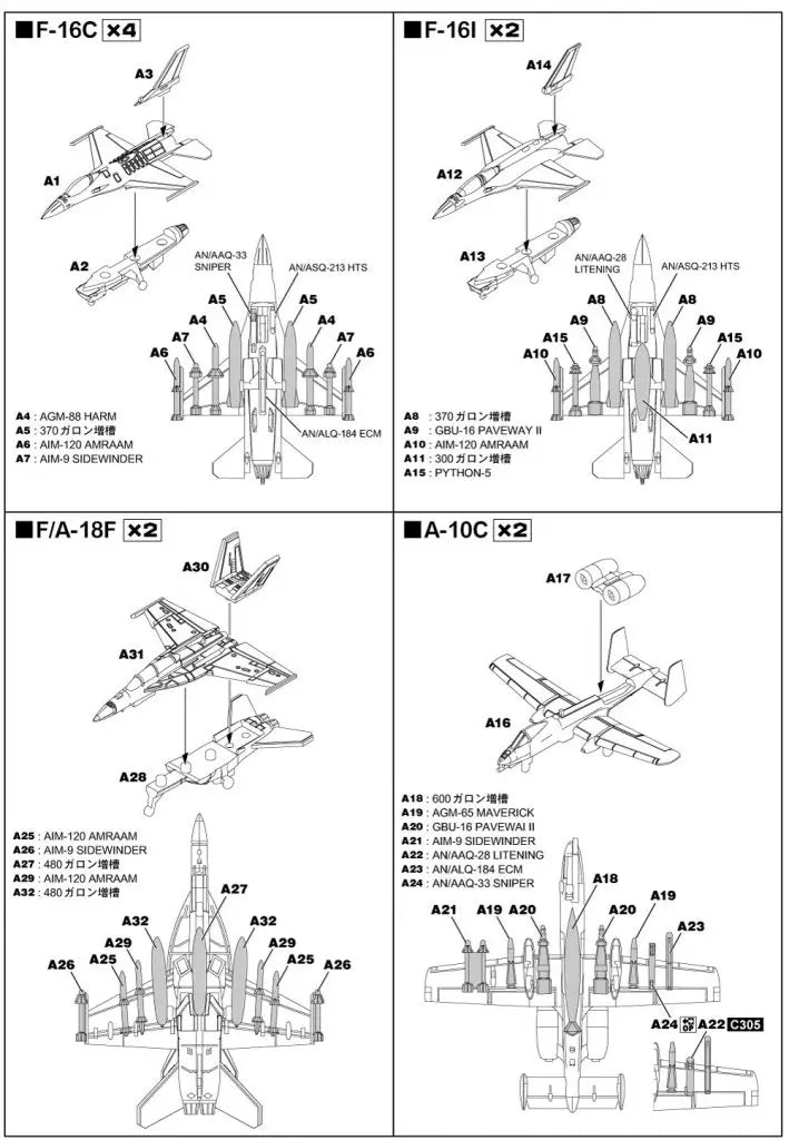 【再販】1/700 スカイウェーブシリーズ 現用アメリカ軍用機セット2