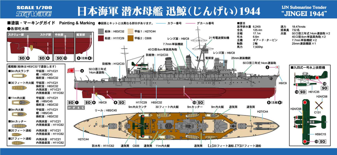 【再販】1/700 スカイウェーブシリーズ 日本海軍 潜水母艦 迅鯨 1944