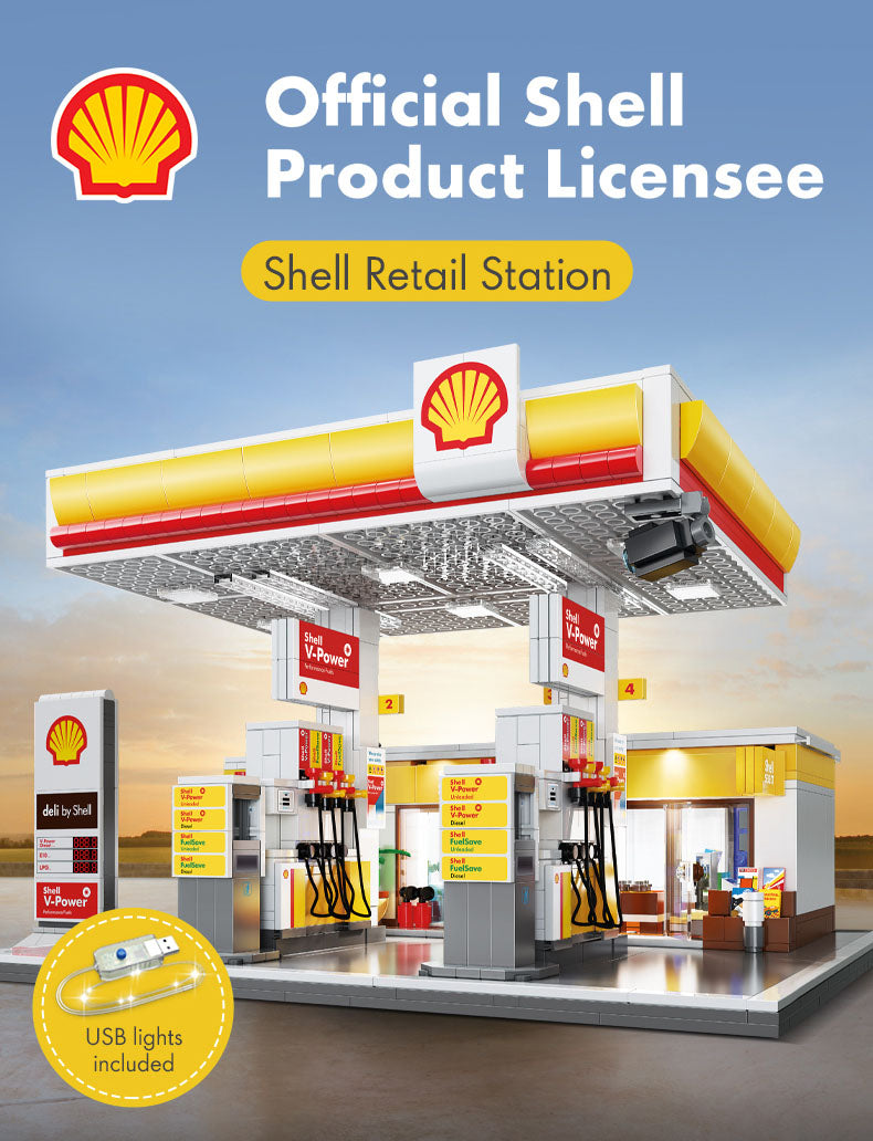 『Shell』ブロックキット ガソリンスタンド(大)