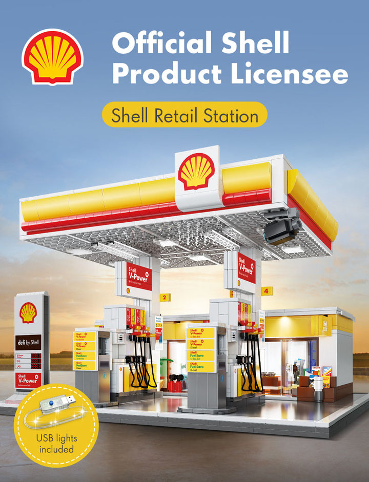 『Shell』ブロックキット ガソリンスタンド(大)