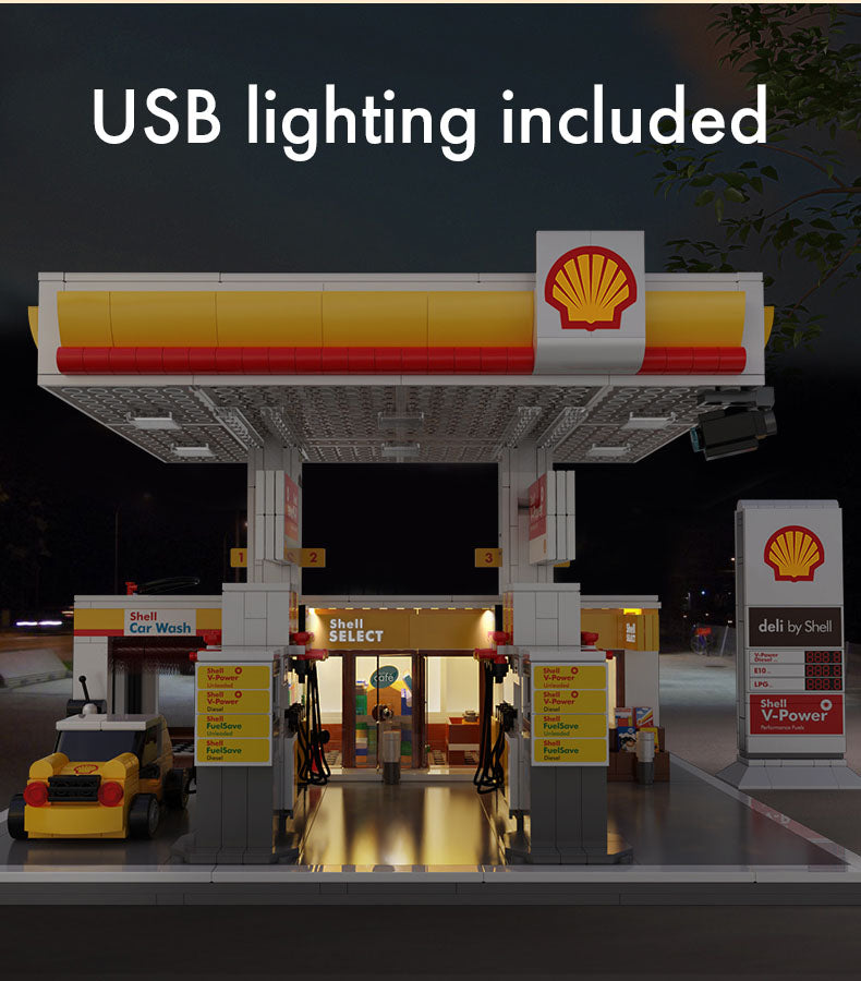 『Shell』ブロックキット ガソリンスタンド(大)