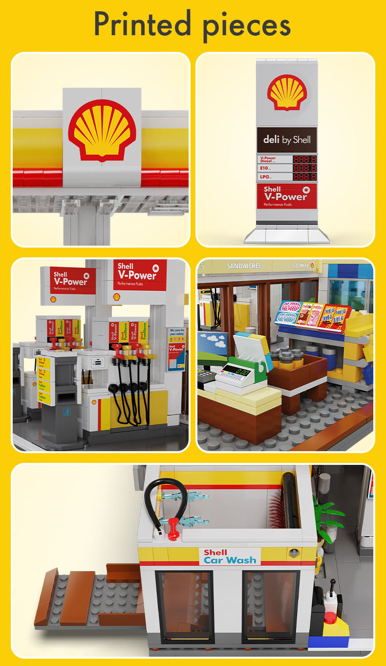 『Shell』ブロックキット ガソリンスタンド(大)