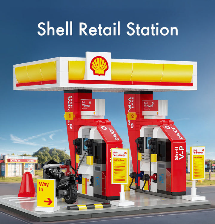 『Shell』ブロックキット ガソリンスタンド(小)