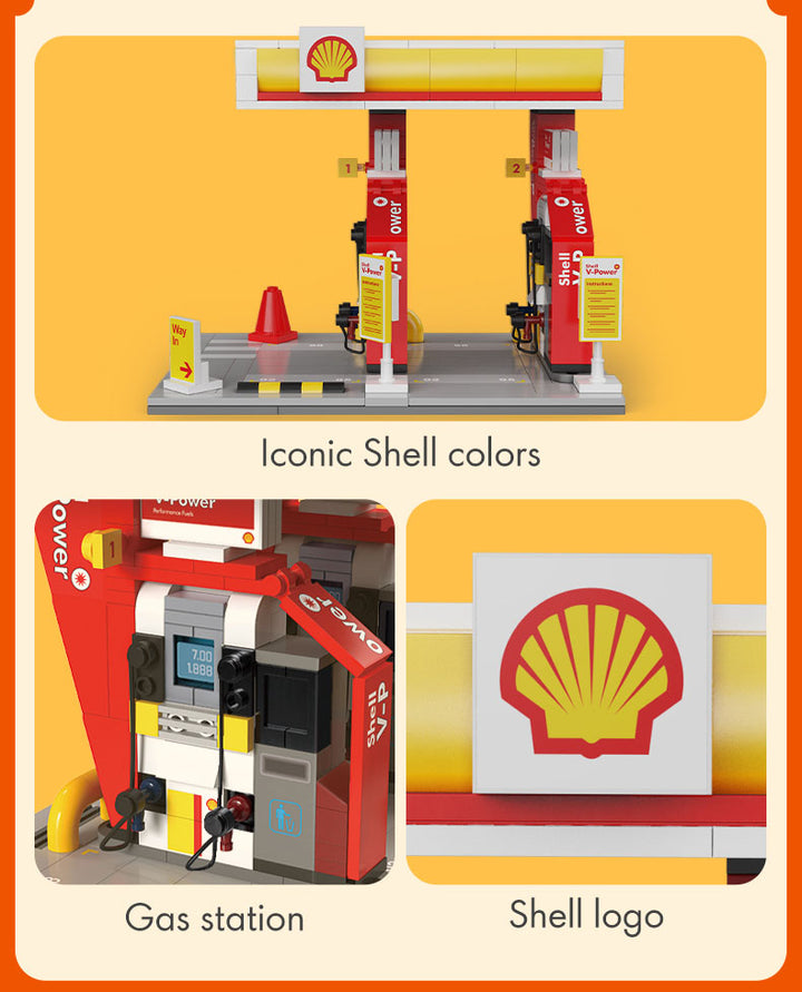 『Shell』ブロックキット ガソリンスタンド(小)