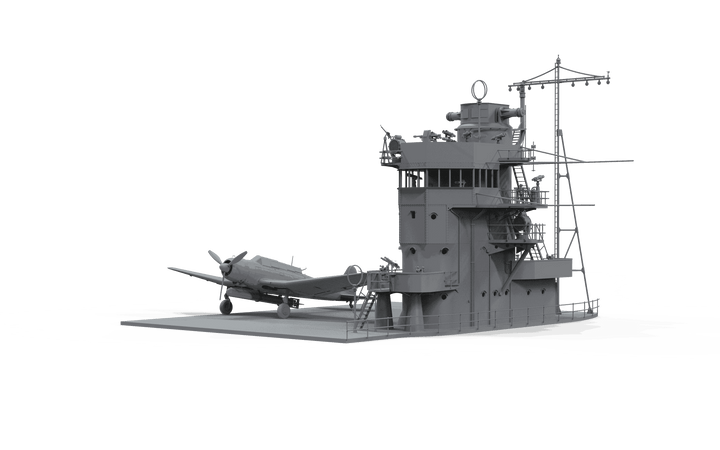 1/35 日本海軍 空母 赤城 艦橋 w/飛行甲板 + 九七式艦上攻撃機