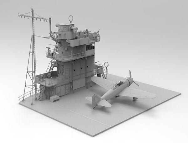 1/35 日本海軍 空母 赤城 艦橋 w/飛行甲板+零式艦上戦闘機