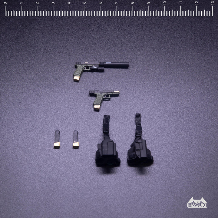 WM-01B ハンドガンセット ミリタリーグリーン アクションフィギュア用完成品オプションパーツ 1/12スケール