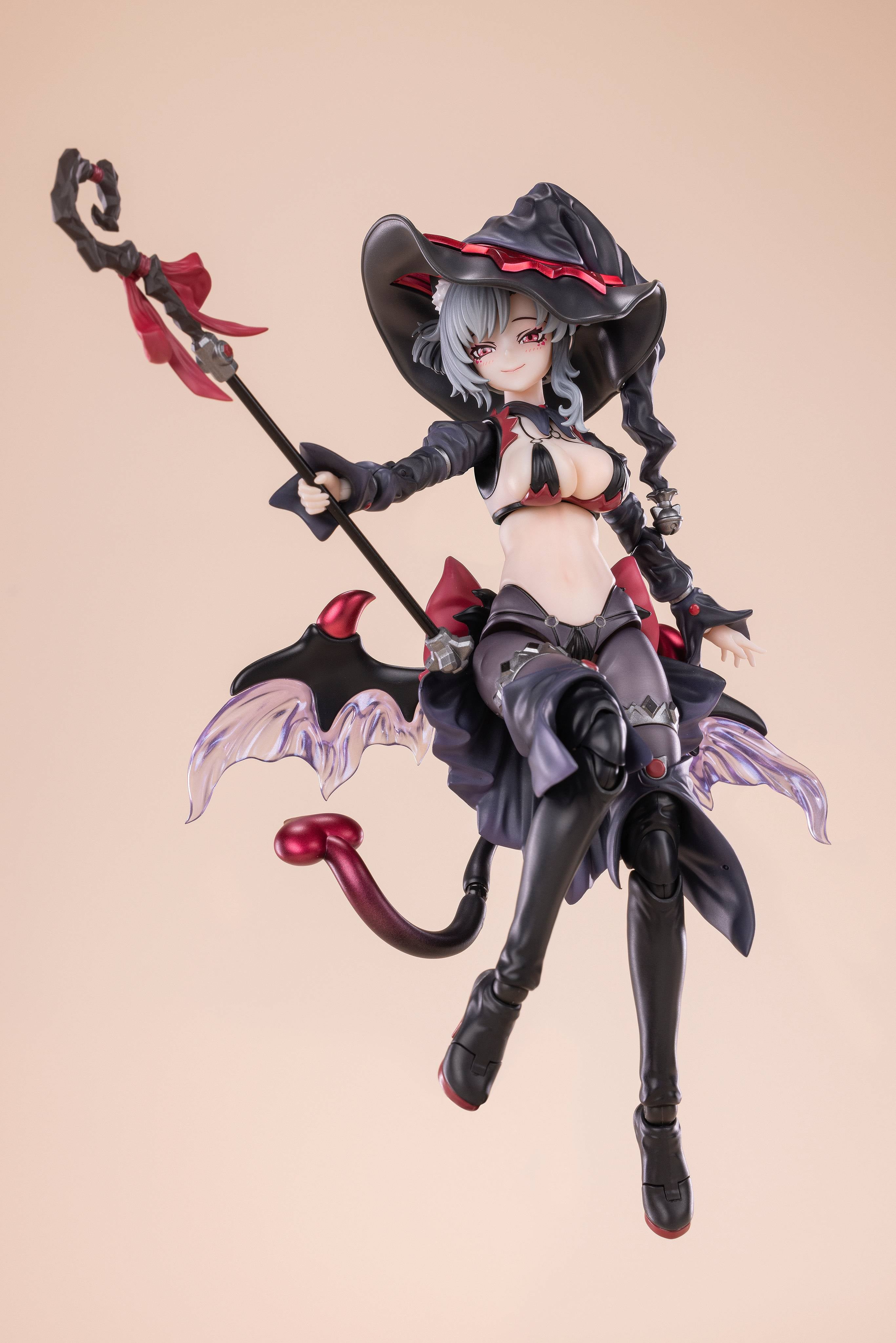 魔女フィギュア 黒猫付き 見習魔女・星川猫猫 完成品アクションフィギュア 黒髪Ver. 1/12