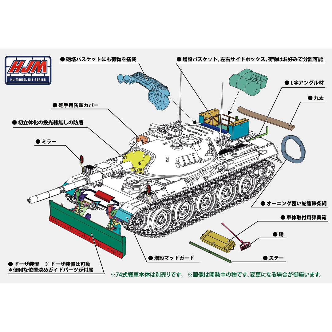 1/35 HJモデルキットシリーズ 74式戦車用ドーザ装置＆アクセサリーパーツセット【限定版】