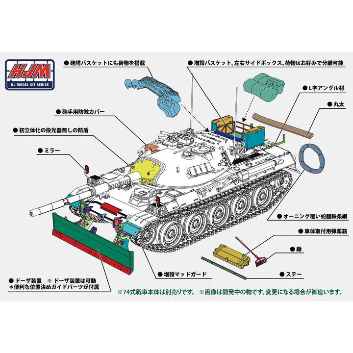 1/35 HJモデルキットシリーズ 74式戦車用ドーザ装置＆アクセサリーパーツセット【限定版】