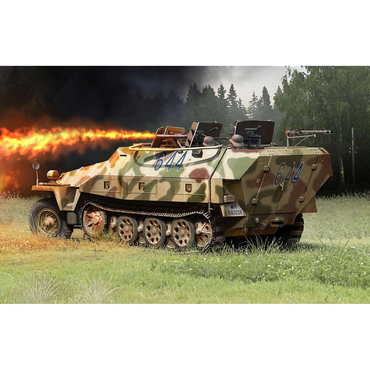 1/35 WW.II ドイツ軍 Sd.Kfz.251/16 D型 火焔放射タイプ EZトラック/金属製車幅ポール/フィギュア3体付属 豪華仕様