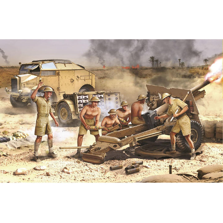 1/35 WW.II イギリス軍 4輪駆動C8 Mk.II 後期型 野戦砲トラクター & 25ポンド砲 Mk.II リンバー & 砲兵フィギュア6体付属