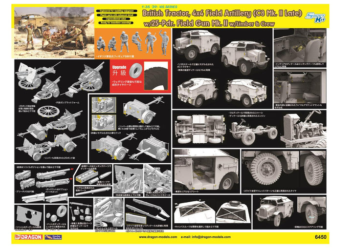 1/35 WW.II イギリス軍 4輪駆動C8 Mk.II 後期型 野戦砲トラクター & 25ポンド砲 Mk.II リンバー & 砲兵フィギュア6体付属
