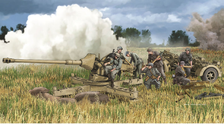 1/35 WW.II ドイツ軍88mm対戦車砲 Pak 43/3 L/71 簡易砲架付 アルミ砲身/3Dプリントマズルブレーキ/金属砲弾/砲兵フィギュア4体付属 豪華仕様