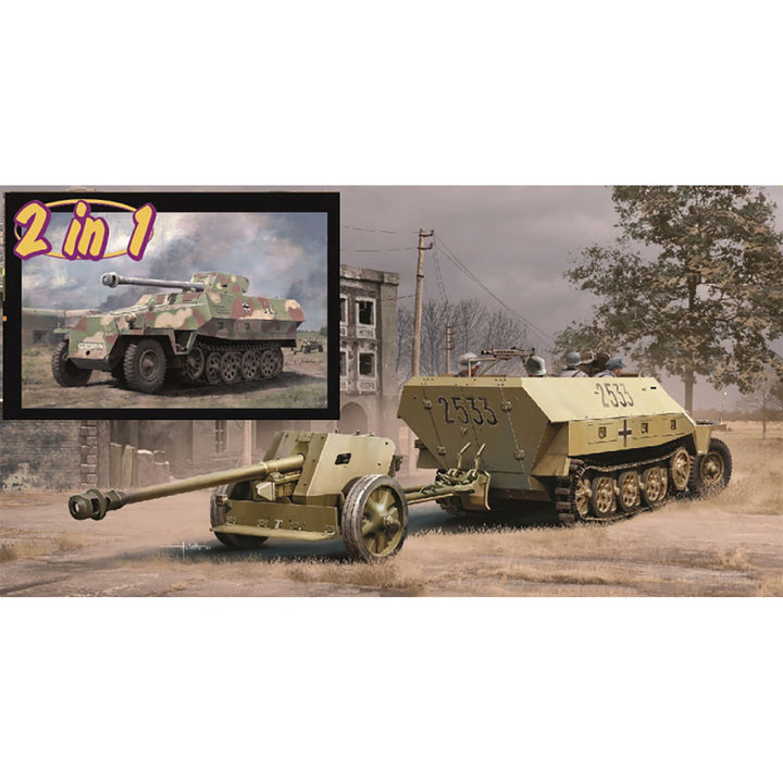1/35 WW.II ドイツ軍 Sd.Kfz.251/1 D型 & Pak40/パックワーゲン 2in1 アルミ砲身/EZトラック/3Dプリントマズルブレーキ/金属製車幅ポール付属 豪華仕様