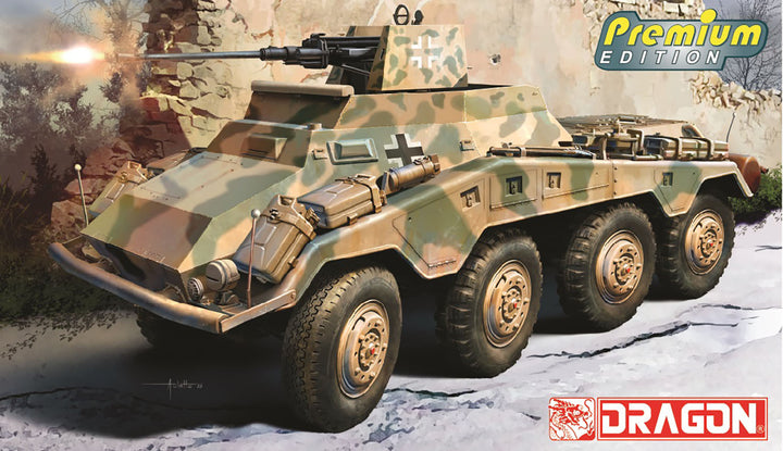 1/35 WW.II ドイツ軍 Sd.Kfz.234/3 シュヴェーベラフェッテ 2cm対空砲搭載型 8輪重装甲車 金属製車幅ポール/ドイツ軍兵士フィギュア 4体付属 豪華仕様